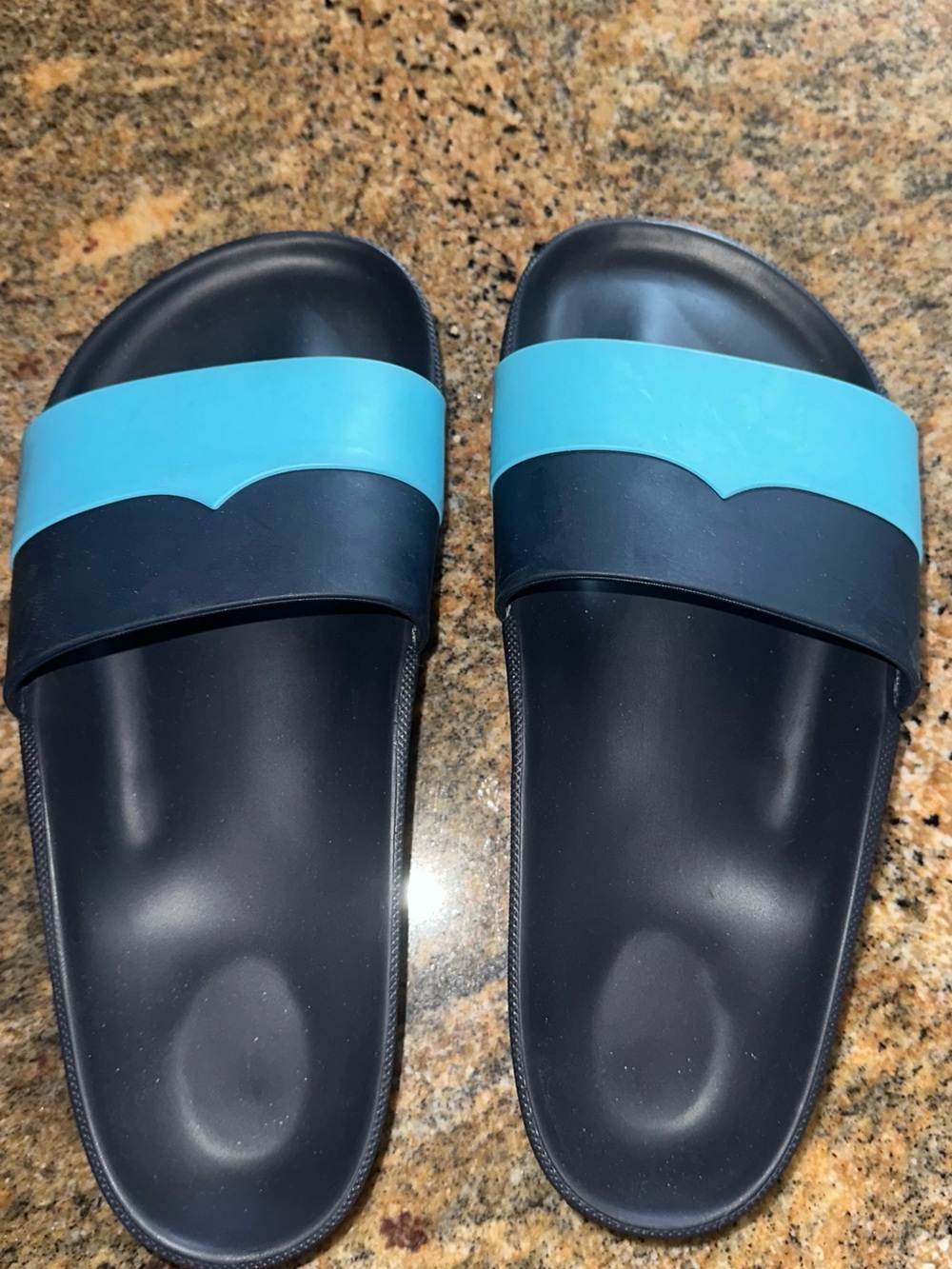 Hunter Navy and Light Blue Slide Sandals